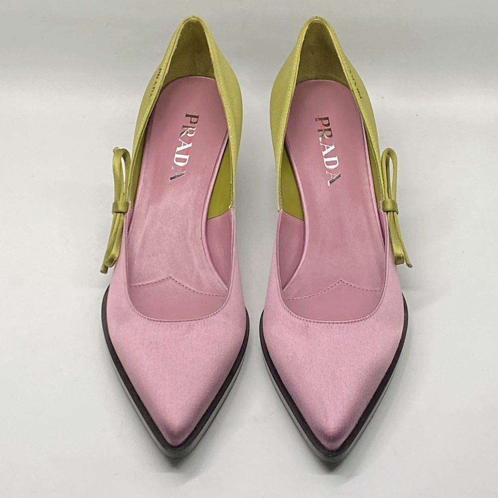 Prada Raso 50MM Colorblock Kitten Pumps size 38.5 - Picture 2 of 12